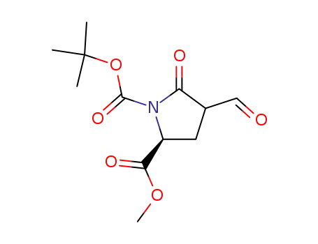 Molecular Structure of 127706-22-3 (1,2-Pyrrolidinedicarboxylic acid, 4-formyl-5-oxo-, 1-(1,1-dimethylethyl)
2-methyl ester, (2S)-)