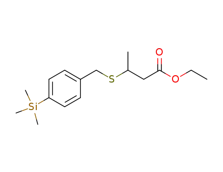 Molecular Structure of 497181-03-0 (Butanoic acid, 3-[[[4-(trimethylsilyl)phenyl]methyl]thio]-, ethyl ester)