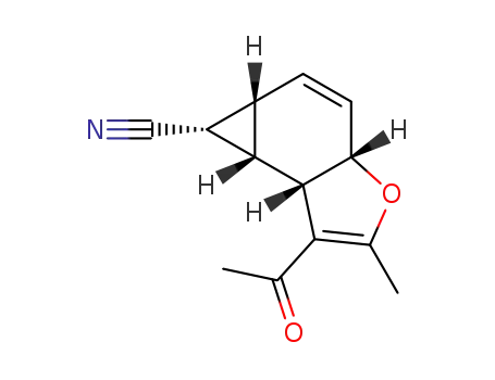 rel-(3aR,5aR,6S,6aS,6bR)-1-acetyl-2-methyl-5a,6,6a,6b-tetrahydro-3aH-cyclopropa[3,4]benzo[1,2-b]furan-6-carbonitrile
