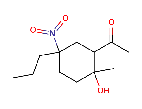 Molecular Structure of 7404-75-3 (1-(2-hydroxy-2-methyl-5-nitro-5-propylcyclohexyl)ethanone)