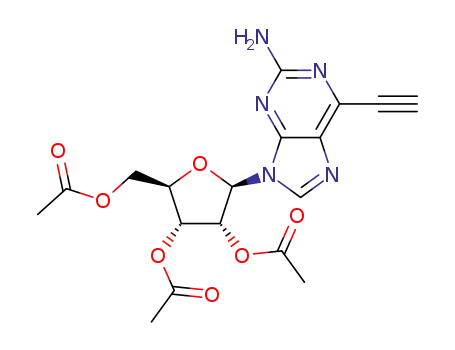 2-(acetoxymethyl)-5-(2-amino-6-ethynyl-9H-purin-9-yl)tetrahydrofuran-3,4-diyl diacetate