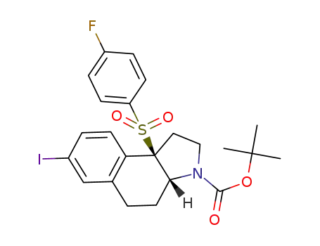 (3aR,9bR)-tert-butyl 9b-((4- fluorophenyl)sulfonyl)-7-iodo-3a,4,5 ,9b-tetrahydro- 1H-benzo [e]indole-3 -carboxylate