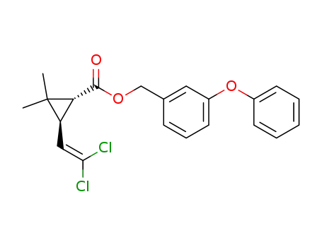 Molecular Structure of 52341-32-9 ((3-phenoxyphenyl)methyl 3-(2,2-dichloroethenyl)-2,2-dimethyl-cycloprop ane-1-carboxylate)