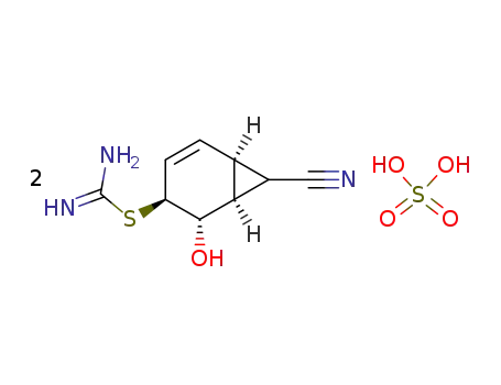 2-((1R,2R,3R,6R)-7-Cyano-2-hydroxy-bicyclo[4.1.0]hept-4-en-3-yl)-isothiourea; compound with sulfuric acid