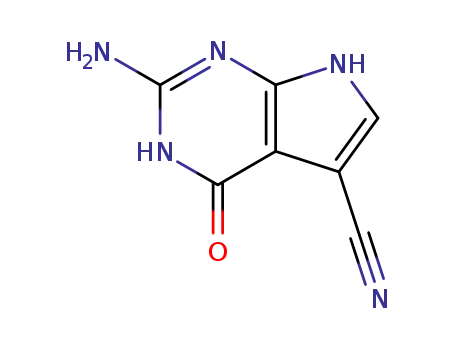 Molecular Structure of 69205-79-4 (3H-Pyrrolo[2,3-d]pyrimidine-5-carbonitrile, 2-amino-4,7-dihydro-4-oxo-)
