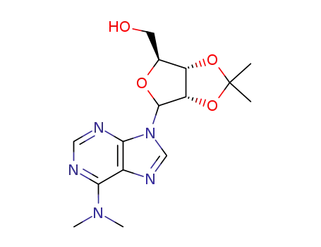 Molecular Structure of 19083-21-7 (N,N-dimethyl-9-[2,3-O-(1-methylethylidene)-beta-D-glycero-pentofuranosyl]-9H-purin-6-amine)