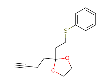 Molecular Structure of 91798-93-5 (1,3-Dioxolane, 2-(3-butenyl)-2-[2-(phenylthio)ethyl]-)