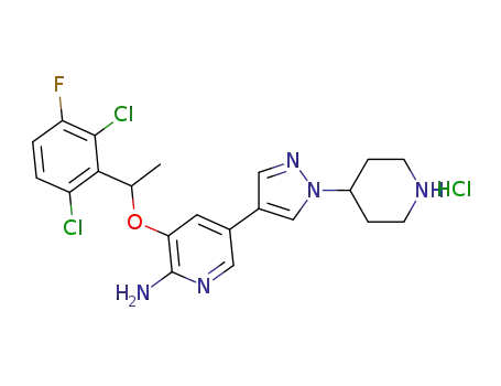 3-[1-(2,6-dichloro-3-fluoro-phenyl)-ethoxy]-5-(1-piperidin-4-yl-1H-pyrazol-4-yl)-pyridin-2-ylamine hydrochloride