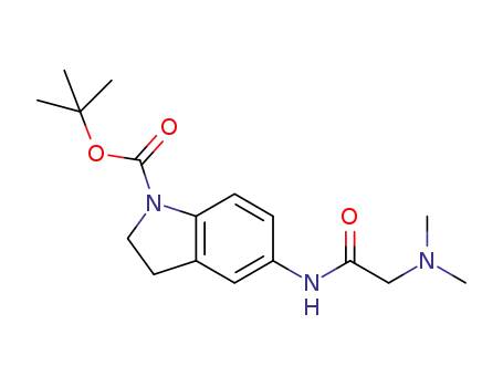 Molecular Structure of 536760-01-7 (1H-Indole-1-carboxylic acid,
5-[[(dimethylamino)acetyl]amino]-2,3-dihydro-, 1,1-dimethylethyl ester)