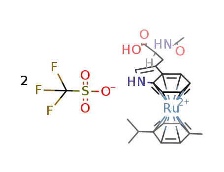 Ru(CH3C6H4C3H7)(CH3CONHCH(CH2C8H6N)CO2H)(2+)*2CF3SO3(1-)=[Ru(CH3C6H4C3H7)(CH3CONHCH(CH2C8H6N)CO2H)](CF3SO3)2