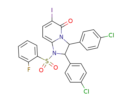 rac-cis-2,3-bis-(4-chloro-phenyl)-1-(2-fluoro-benzenesulfonyl)-2,3-dihydro-6-iodo-1H-imidazo[1,2-a]pyridin-5-one