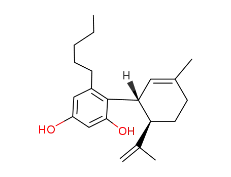 Molecular Structure of 22972-55-0 (4-[(1R,6R)-3-METHYL-6-(1-METHYLETHENYL)-2-CYCLOHEXEN-1-YL]-5-PENTYL-1,3-BENZENEDIOL)