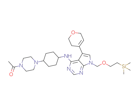 1-(4-(4-((5-(3,6-dihydro-2H-pyran-4-yl)-7-((2-(trimethylsilyl)ethoxy)methyl)-7H-pyrrolo[2,3-d]pyrimidin-4-yl)amino)cyclohexyl)piperazin-1-yl)ethanone