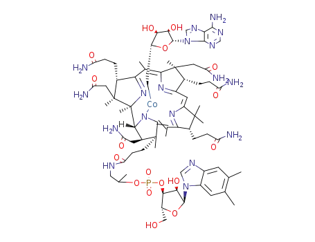Molecular Structure of 13870-90-1 (Cobinamide,Co-(5'-deoxyadenosin-5'-yl)-, f-(dihydrogen phosphate), inner salt, 3'-esterwith (5,6-dimethyl-1-a-D-ribofuranosyl-1H-benzimidazole-kN3) (9CI))