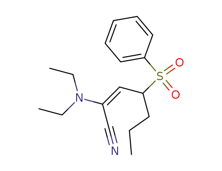 (E)-4-Benzenesulfonyl-2-diethylamino-hept-2-enenitrile