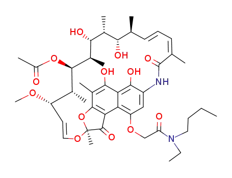 Molecular Structure of 38128-76-6 ((24E)-9-{2-[butyl(ethyl)amino]-2-oxoethoxy}-5,6,17,19-tetrahydroxy-23-methoxy-2,4,12,16,18,20,22-heptamethyl-1,11-dioxo-1,2-dihydro-2,7-(epoxypentadeca[1,11,13]trienoimino)naphtho[2,1-b]furan-21-yl acetate)