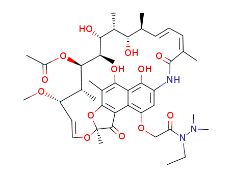 Acetic acid, ((1,2-dihydro-5,6,17,19,21-pentahydroxy-23-methoxy-2,4,12,16,18,20,22-heptamethyl-1,11-dioxo-2,7-(epoxypentadeca(1,11,13)trienimino)naphtho(2,1-b)furan-9-yl)oxy)-,1-ethyl-2,2-dimethylhydr