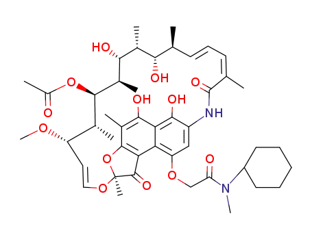 Molecular Structure of 17863-71-7 ((24E)-9-{2-[cyclohexyl(methyl)amino]-2-oxoethoxy}-5,6,17,19-tetrahydroxy-23-methoxy-2,4,12,16,18,20,22-heptamethyl-1,11-dioxo-1,2-dihydro-2,7-(epoxypentadeca[1,11,13]trienoimino)naphtho[2,1-b]furan-21-yl acetate)