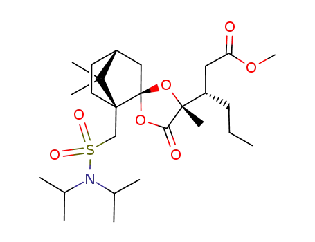 (1S,2S,5'R,1''S)-N,N-diisopropyl-{7,7-dimethyl-2-spiro-2'-[5',5'-(2'-carbomethoxy-1''-propyl)ethylmethyl-1',3'-dioxolane-4'-one]}bicyclo[2.2.1]hept-1-ylmethanesulfonamide