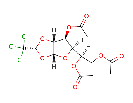 Acetic acid (2R,3aR,5R,6S,6aR)-5-((R)-1,2-diacetoxy-ethyl)-2-trichloromethyl-tetrahydro-furo[2,3-d][1,3]dioxol-6-yl ester