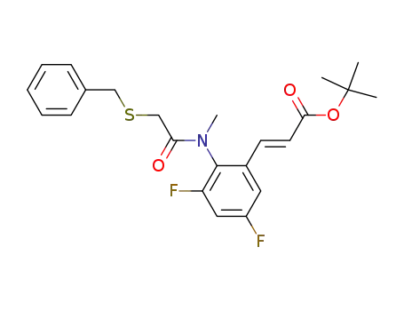 Molecular Structure of 876061-15-3 (2-Propenoic acid,
3-[3,5-difluoro-2-[methyl[[(phenylmethyl)thio]acetyl]amino]phenyl]-,
1,1-dimethylethyl ester, (2E)-)