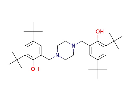 Molecular Structure of 110546-20-8 (1,4-Bis(2-hydroxy-3,5-di-tert-butylbenzyl)piperazine, 95%)