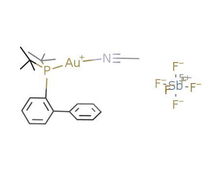 Molecular Structure of 866641-66-9 ((Acetonitrile)[(2-biphenyl)di-tert-butylphosphine]gold(I)  hexafluoroantimonate)