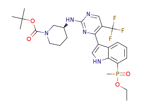 (S)-tert-butyl 3-((4-(7-(ethoxy(methyl)phosphoryl)-1H-indol-3-yl)-5-(trifluoromethyl)pyrimidin-2-yl)amino)piperidine-1-carboxylate