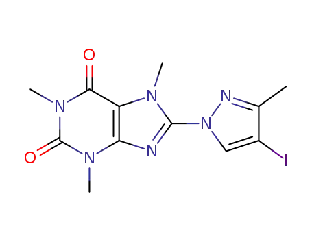 8-(4-iodo-3-methyl-1H-pyrazol-1-yl)-1,3,7-trimethyl-3,7-dihydro-1H-purine-2,6-dione