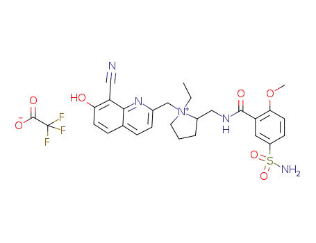 1-((8-cyano-7-hydroxyquinolin-2-yl)methyl)-1-ethyl-2-((2-methoxy-5-sulfamoylbenzamido)methyl)pyrrolidin-1-ium 2,2,2-trifluoroacetate