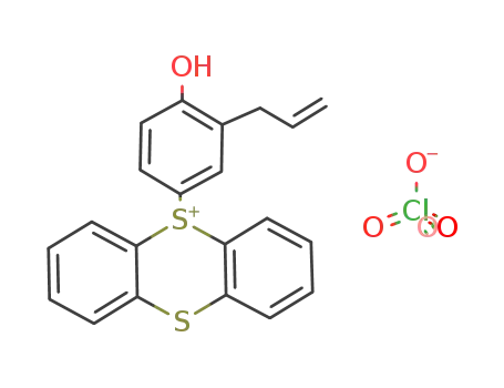Molecular Structure of 139656-67-0 (Thianthrenium, 5-[4-hydroxy-3-(2-propenyl)phenyl]-, perchlorate (salt))