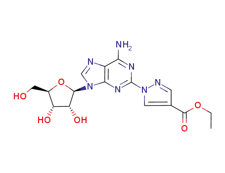 Ethyl 1-(6-amino-9-((2R,3R,4S,5R)-3,4-dihydroxy-5-(hydroxymethyl)tetrahyfrofuran-2-yl)-9H-purin-2-yl)-1H-pyrazole-4-carboxylate
