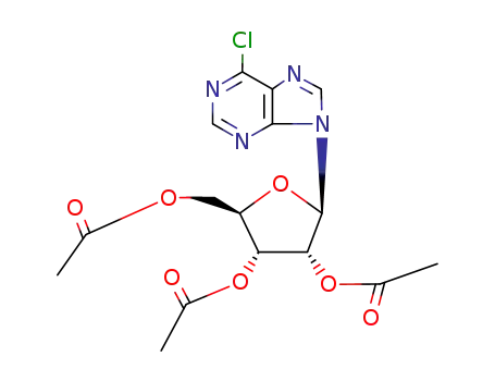 Molecular Structure of 5987-73-5 (2,3,5-TRI-O-ACETYL-6-CHLOROPURINE-9-?-D-RIBOFURANOSIDE)