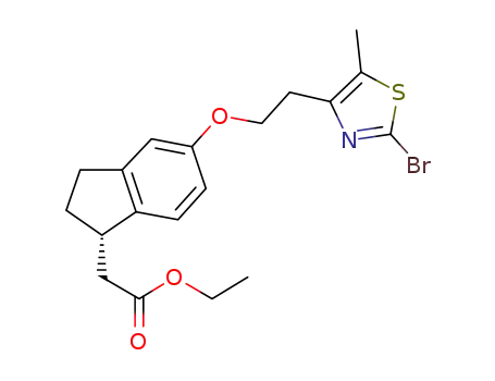 Molecular Structure of 496062-17-0 (1H-Indene-1-acetic acid,
5-[2-(2-bromo-5-methyl-4-thiazolyl)ethoxy]-2,3-dihydro-, ethyl ester,
(1S)-)