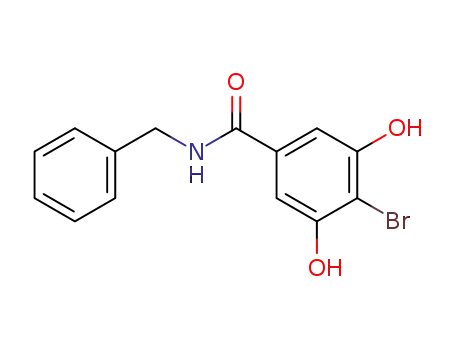 Molecular Structure of 675850-37-0 (Benzamide, 4-bromo-3,5-dihydroxy-N-(phenylmethyl)-)