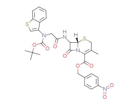 p-nitrobenzyl D,L-7-[N-tert.-butoxycarbonyl-(3-benzothienyl)glycylamido]-3-methyl-3-cephem-4-carboxylate