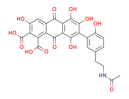 7-[5-(2-acetamidoethyl)-2-hydroxyphenyl]-3,5,6,8-tetrahydroxy-9,10-dioxoanthracene-1,2-dicarboxylic Acid