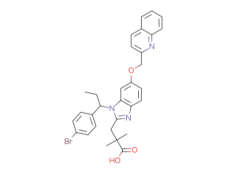 3-{1-[1-(4-bromophenyl)propyl]-6-(quinolin-2-ylmethoxy)-1H-benzimidazol-2-yl}-2,2-dimethylpropanoic acid