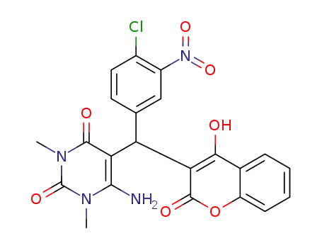 6-Amino-5-((4-chloro-3-nitrophenyl)(4-hydroxy-2-oxo-2H-chromen-3-yl)methyl)-1,3-dimethylpyrimidine-2,4(1H,3H)-dione