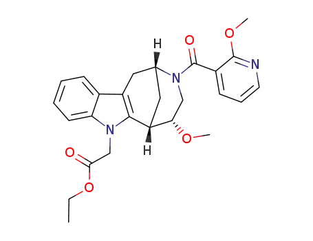 (±)-ethyl 2-(5-methoxy-3-(2-methoxynicotinoyl)-1,2,3,4,5,6-hexahydro-7H-2,6-methanoazocino[5,4-b]indol-7-yl)acetate