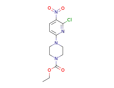 Molecular Structure of 92741-37-2 (1-Piperazinecarboxylic acid, 4-(6-chloro-5-nitro-2-pyridinyl)-, ethyl ester)