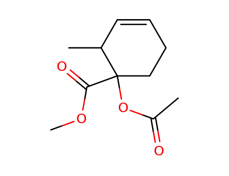 Molecular Structure of 70291-20-2 (3-Cyclohexene-1-carboxylic acid, 1-(acetyloxy)-2-methyl-, methyl ester)