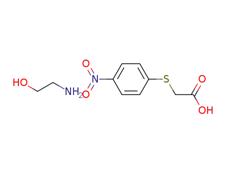 Molecular Structure of 105892-18-0 (ACETIC ACID, ((4-NITROPHENYL)THIO)-, compd. with 2-AMINOETHANOL (1:1))