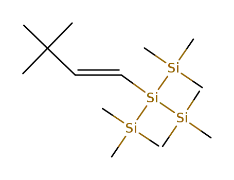 Molecular Structure of 110577-09-8 (Trisilane,
2-(3,3-dimethyl-1-butenyl)-1,1,1,3,3,3-hexamethyl-2-(trimethylsilyl)-, (E)-)