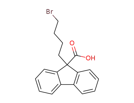 Molecular Structure of 182438-97-7 (9H-Fluorene-9-carboxylic acid, 9-(4-bromobutyl)-)