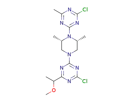 2-chloro-4-[2-(4-chloro-6-methyl-[1,3,5]triazine-2-yl)-3R,5S-dimethyl-piperazine-1-yl]-6-(1-methoxy-ethyl)-[1,3,5]triazine