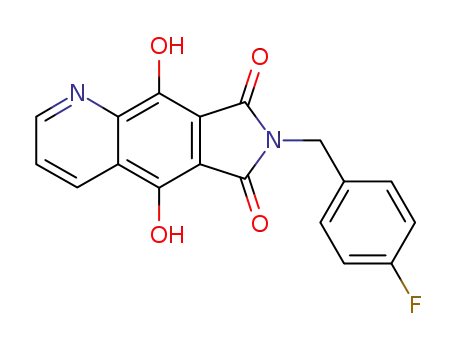Molecular Structure of 684284-29-5 (6H-Pyrrolo[3,4-g]quinoline-6,8(7H)-dione,
7-[(4-fluorophenyl)methyl]-5,9-dihydroxy-)