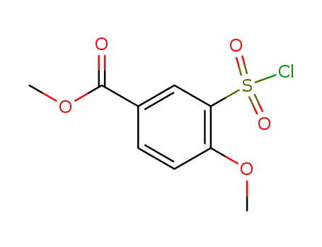 Molecular Structure of 192323-12-9 (METHYL 3-(CHLOROSULFONYL)-4-METHOXYBENZOATE)
