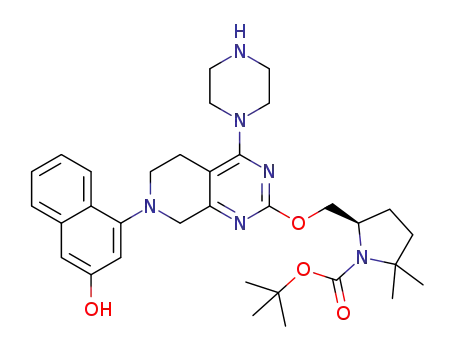 tert-butyl (5R)-5-[[7-(3-hydroxy-1-naphthyl)-4-piperazin-1-yl-6,8-dihydro-5H-pyrido[3,4-d]pyrimidin-2-yl]oxymethyl]-2,2-dimethylpyrrolidine-1-carboxylate