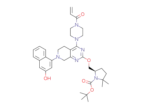 tert-butyl (5R)-5-[[7-(3-hydroxy-1-naphthyl)-4-(4-prop-2-enoylpiperazin-1-yl)-6,8-dihydro-5H-pyrido[3,4-d]pyrimidin-2-yl]oxymethyl]-2,2-dimethyl-pyrrolidine-1-carboxylate